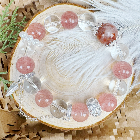 #3【Balance, Love, Kindness】White Quartz + Strawberry Quartz