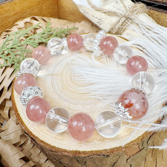 #3【Balance, Love, Kindness】White Quartz + Strawberry Quartz